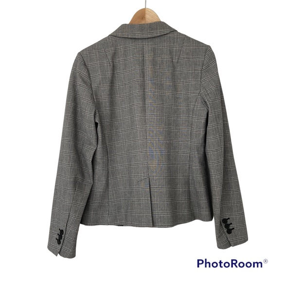 BANANA REPUBLIC CLASSIC FIT GREY/BLACK PLAID JACKET/BLAZER, FULLY LINED, SIZE 6 - Picture 2 of 10